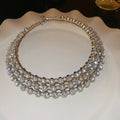 Triple Layer Crystal Rhinestone Bezel Choker Necklace view 6