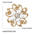 Openwork Pearl Flower Brooch With Curled Metal Petals view 5