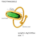 Gold Twisted Open Ring Oval Czech Glass Stone Colors view 6
