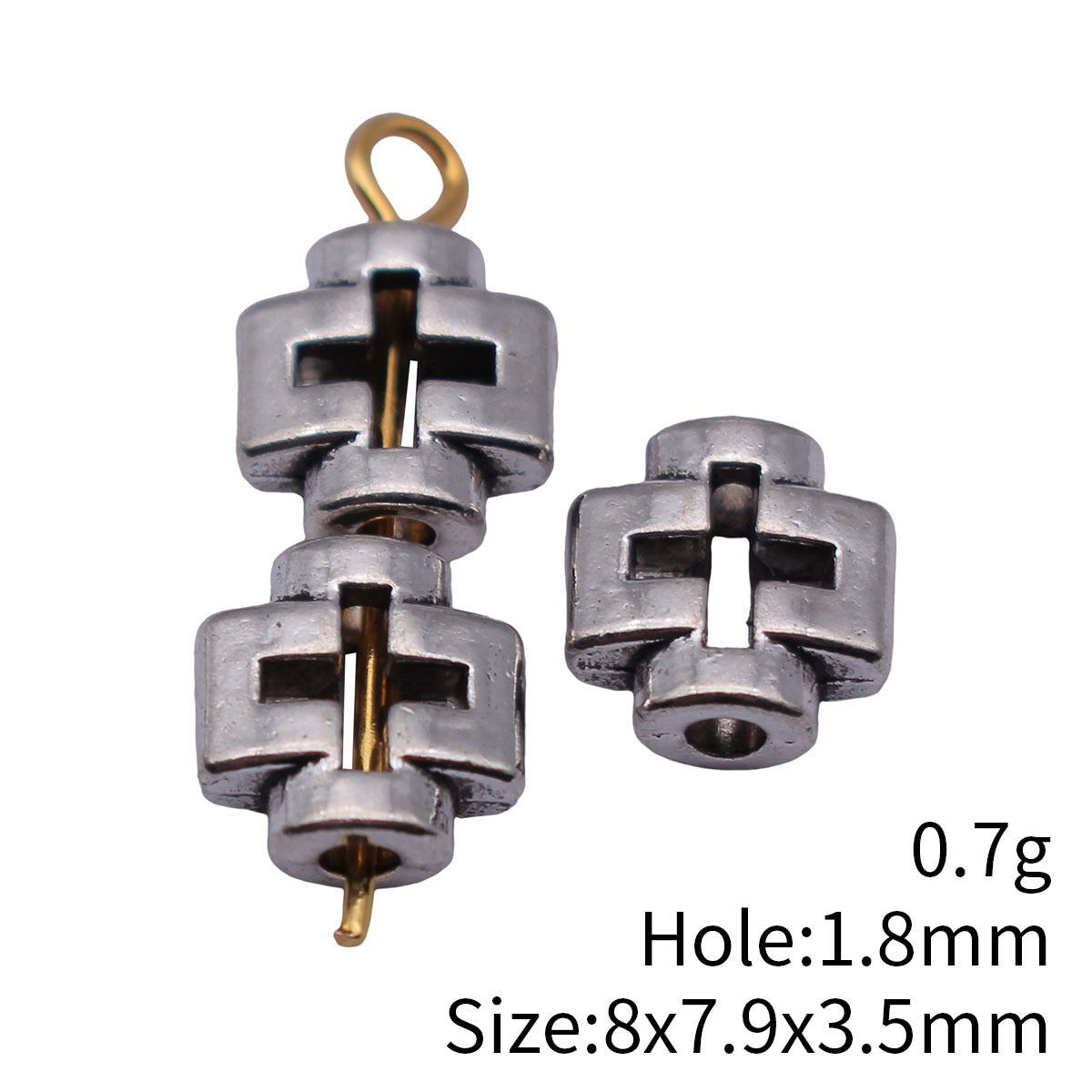 8x7.9x3.5mm 0.7g Multicolor Zinc Alloy Hollow Cross Spacer Beads for Bracelet Necklace Jewelry Making