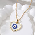 Gold Frame Heart Resin Evil Eye Pendant Necklaces 7 Colors view 2