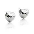 Hammered Heart And Round Geometric Stud Earrings In Four Styles view 6