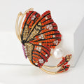 Enamel Butterfly Brooch with Pearl in Three Colorways view 5