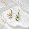Gold Tone Santa Pressed Flower Drop Earrings in Seven Designs view 3