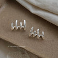 Silver Textured Multi Loop Stud Earrings Wave Form view 1