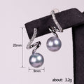 Silver Spiral Twist Light Gray Faux Pearl Stud Earrings view 4