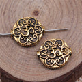 Om Filigree Coin Bead in Antique Gold Jewelry Making Component view 2