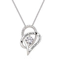 Silver Tone Layered Heart Pendant Necklace With Clear Stones view 2