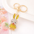 Rhinestone Bunny Rabbit Keychain Metal Long Ear Bag Charm view 2