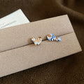 Blue Fish and Brown Cat Mismatched Mini Stud Earrings view 6