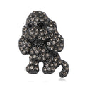 Crystal Sitting Dog Brooch in Clear or Black Stone Finish view 1