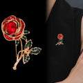 Rose Crystal Two Designs Metal Brooch Pin 4.5 x 5.5 cm view 4
