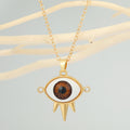 Gold Tone Spiked Eyeball Pendant Necklaces in Six Iris Colors view 7