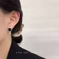 Oval Agate Stud Drop Earrings Silver Tone Pearl Teardrop view 2