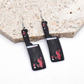 Silver Tone Bloody Weapon Printed Acrylic Hook Earrings view 3