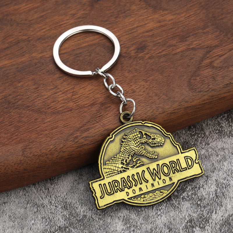 Vintage Metal Dinosaur Keychain Bag Charm Movie Gift Accessory