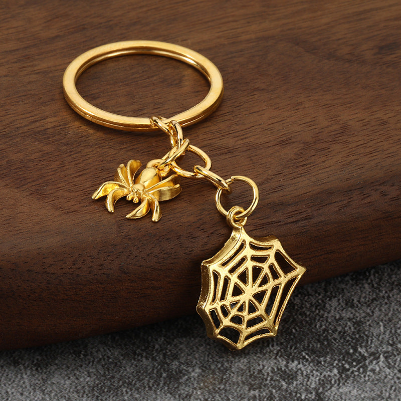 Halloween Spider and Web Metal Keychain Bag Charm Pendant