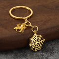 Metal Spider And Spiderweb Charm Keychain In Three Color Finishes view 3
