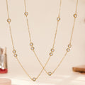 Gold Long Layered Zircon Bezel Station Sweater Necklace view 1