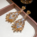 Gold-Tone Crystal Leaf Cluster Drop Earrings - One Style view 2