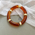 Tube Acrylic Stretch Bracelets Gold Spacers Leopard Gold view 7