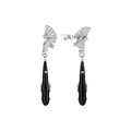 Fan and Teardrop Drop Ear Clips in Black and White Tones view 5