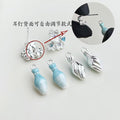 Silver Tone Floral Stud Earrings With Detachable Leaf And Blue Vase Drops view 2