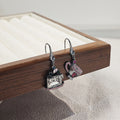 Gunmetal Asymmetric Teacup Cake Crystal Drop Earrings view 3