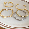 Hex CZ Chain Pearl Link Wavy Open Cuff Bracelets 4 Styles view 4