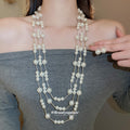 White Pearl Multi-Strand Necklaces Bib Set Gold Floral Styles view 2