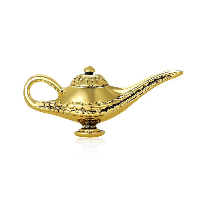 Aladdin Lamp Brooch in Antique Gold or Antique Silver Tone