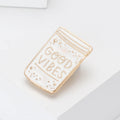 Good Vibes Can Enamel Brooch in Cream and Gold Tone view 3