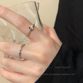 Silver Tone Slim Adjustable Rings In Twist Pave And Floral Styles view 1