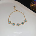 Blue Square Clear Square And Flower Crystal Bracelet Designs view 4