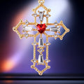 Pearl Cross and Red Heart Gem Cross Gold Tone Keychains view 4