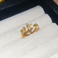 Gold Dual Flower Open Ring Colored Center Stone Six view 9