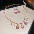 Crystal Flower Teardrop Necklace Earring Sets 3 Colors view 7