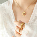 Gold Tree of Life Round Pendant Necklace Cutout Disc view 1