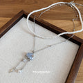 Silver Tone Layered Cloud and Raindrop Pendant Necklace view 4