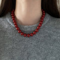 Red Glossy Round Bead Strand Necklace Five Size Options view 9