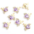 Winged Heart Crystal Metal Jewelry Charms, 14 Colorways view 12