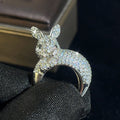 Sculpted Pave Rabbit Statement Ring In Polished Silver Tone view 3