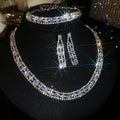 Silver Oval Rhinestone Necklace Choker Earring Four-Piece Sets view 9