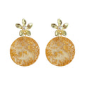 Gold Flower Pearl Stud Clear Resin Gold Foil Disc Drops view 5