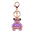 Striped Bear Keychain With Clear Rhinestones, Split Ring And Clasp view 5