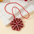 Beaded Red Snowflake Pendant Necklace With White Accents view 3