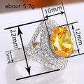 Silver Tone Yellow Oval Stone Pavé Wide Statement Ring view 4