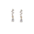 Silver Tone Geometric Clear Stone Long Drop Stud Earrings view 5