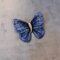 Blue Embroidered Butterfly Brooch Gold Tone Body Pin view 6