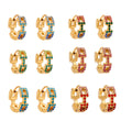 Gold Square Link Zircon Mini Huggie Earrings Colors view 5
